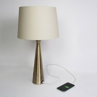 Distribuidor - Lâmpadas Diversas | Sobre Mesas Decoração | SOBREMESA PEARL 1XE27 CUERO 61X33X33 CM PUERTO USB Ref: 130771014